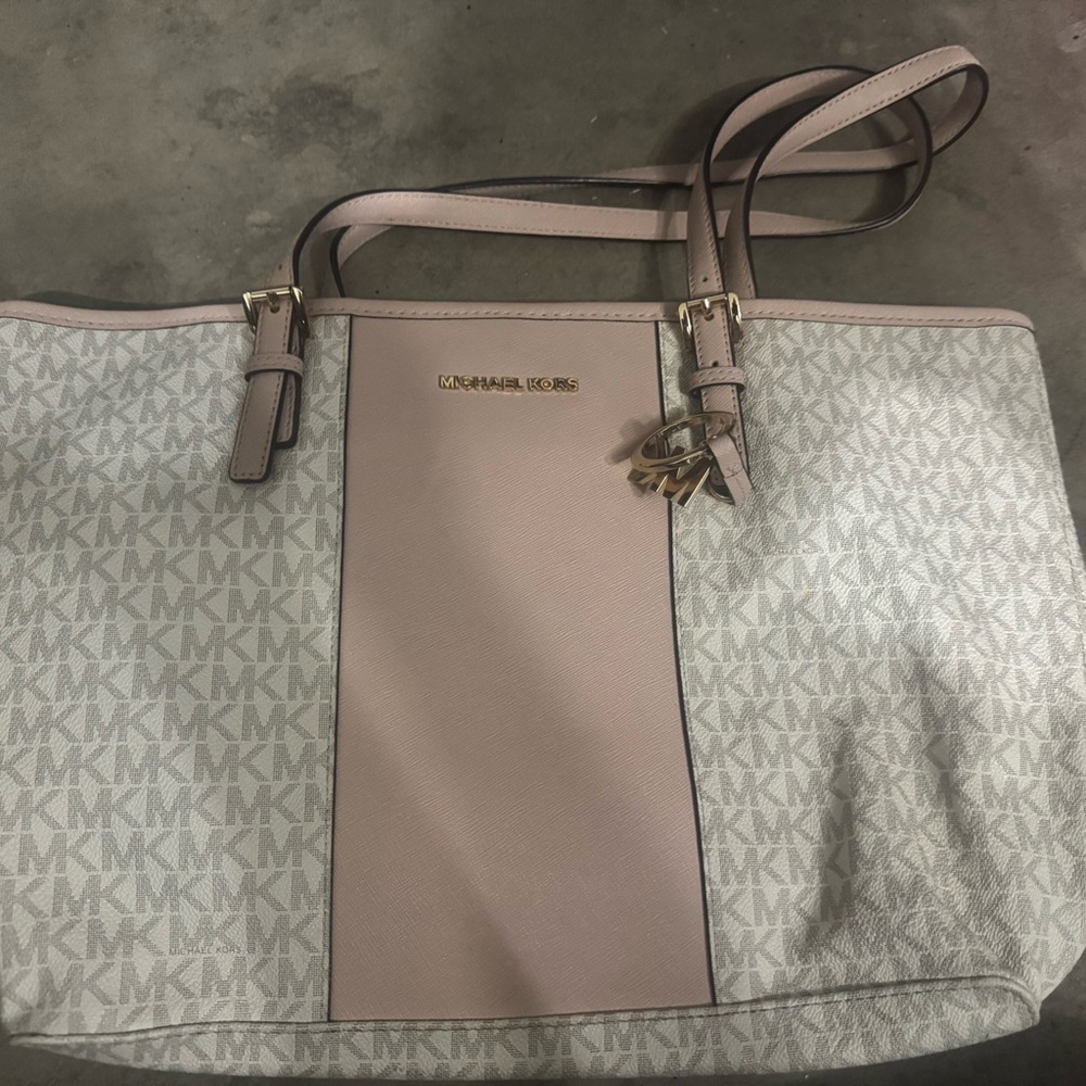 Michael Kors Pink and White Tote Bag